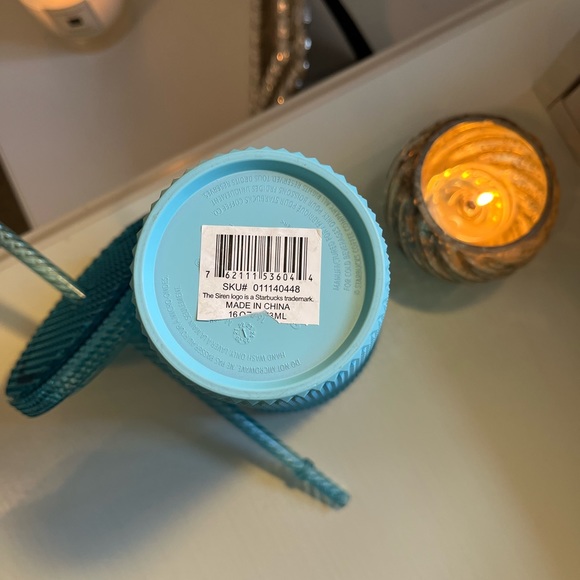 NWT STARBUCKS Glacier Blue Ombre Bling Cold Cup Tumbler 16 oz - Picture 7 of 7